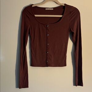 Active USA Brown Button-Down Top